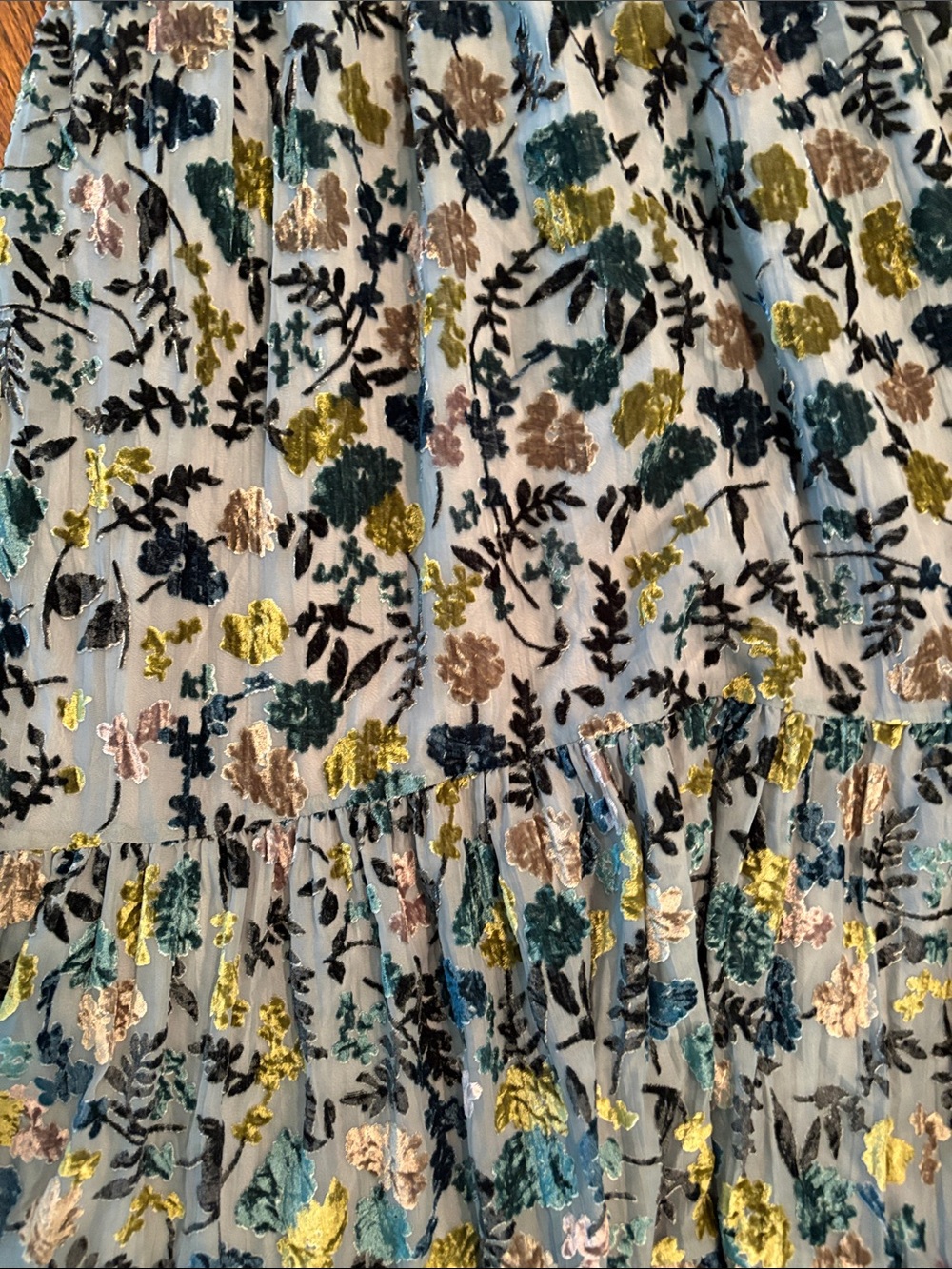 Anthropology velvet Floral Dress with Crisscross Back - Blues/Greens - Picture 10 of 14